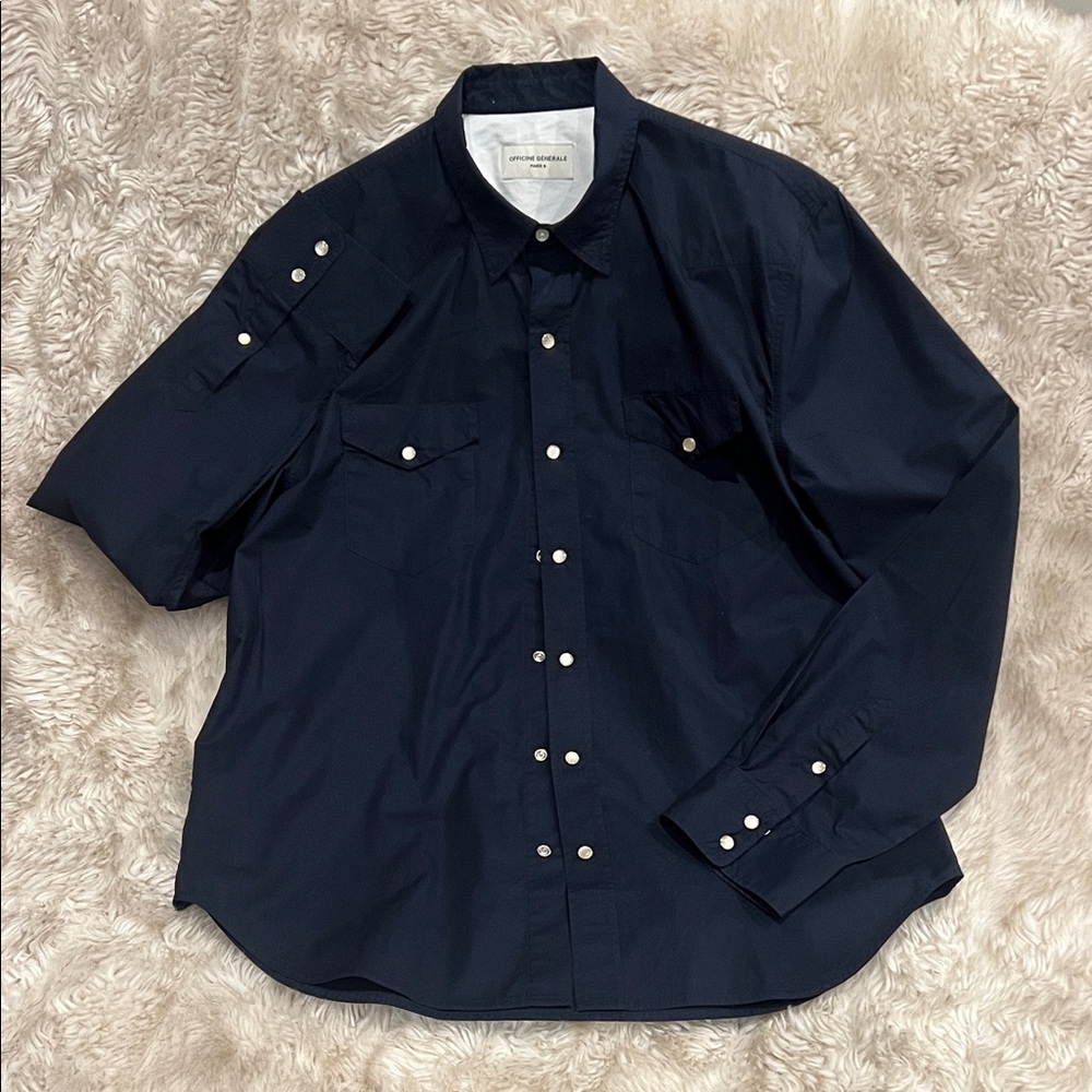 Officine Générale Men's Navy Button-Up Shirt